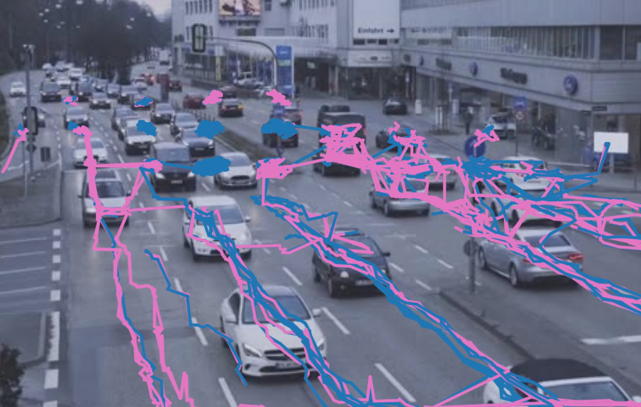 Trajectories of cars on a busy street
